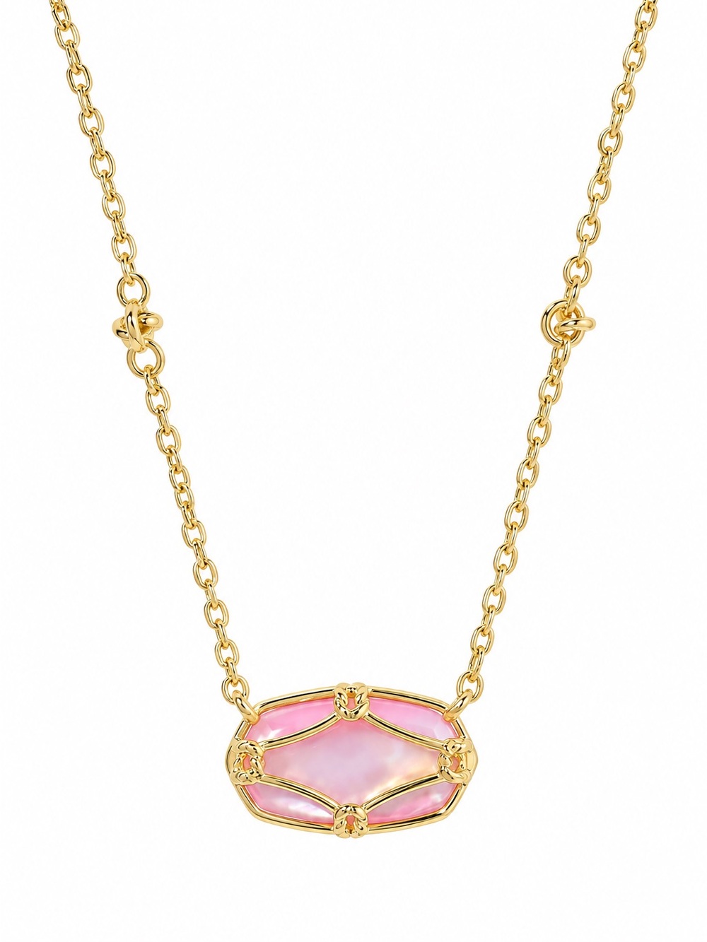Kendra Scott Elisa Lattice Frame Short Necklace Gold Blush Ivory Mother of Pearl